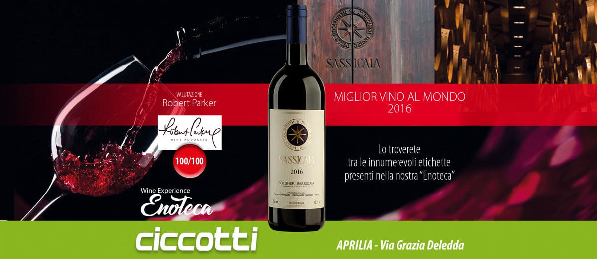 Sassicaia 2016 tra le bottiglie dell'Enoteca Ciccotti